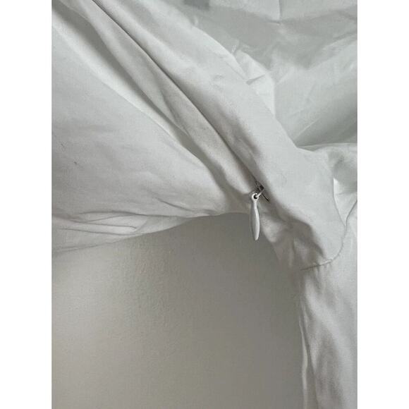 Halogen Poplin One Shoulder Top Long Sleeve Ruched White Shirt Size L Cotton - Picture 4 of 9